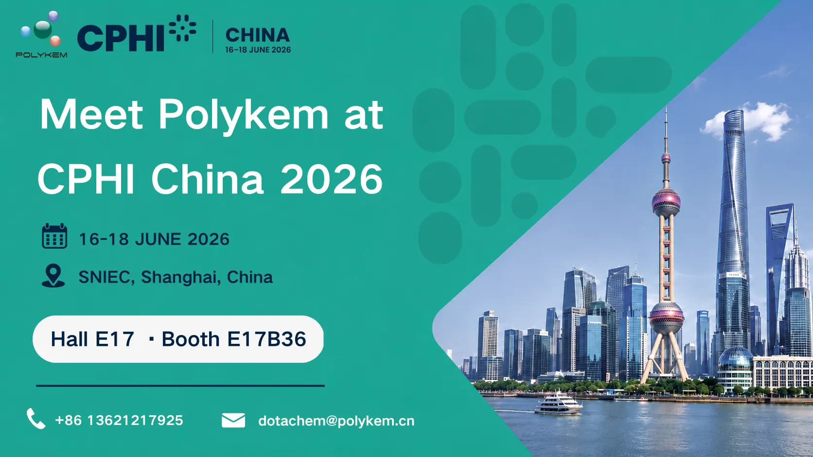Polykem exhibere in CPHI & PMEC Sinis 2026